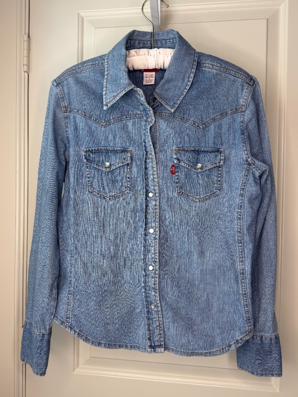 Levi's Western Denim Shirt Light Wash Snap Button‎ Size Small